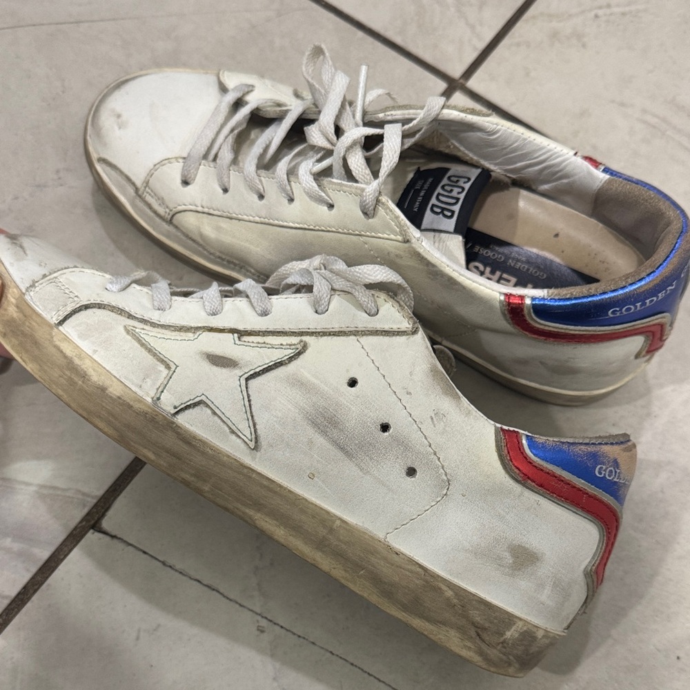Golden Goose White and Red Men's Sneakers
